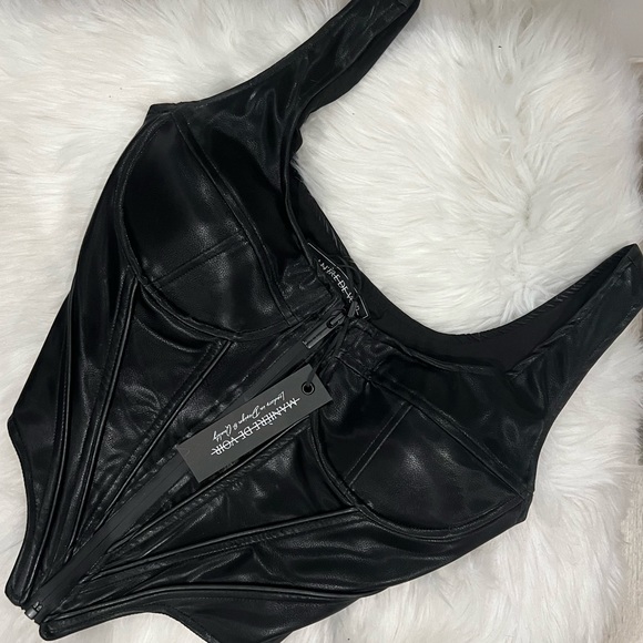 Maniere de voir vegan leather corset top with zip - Picture 2 of 3